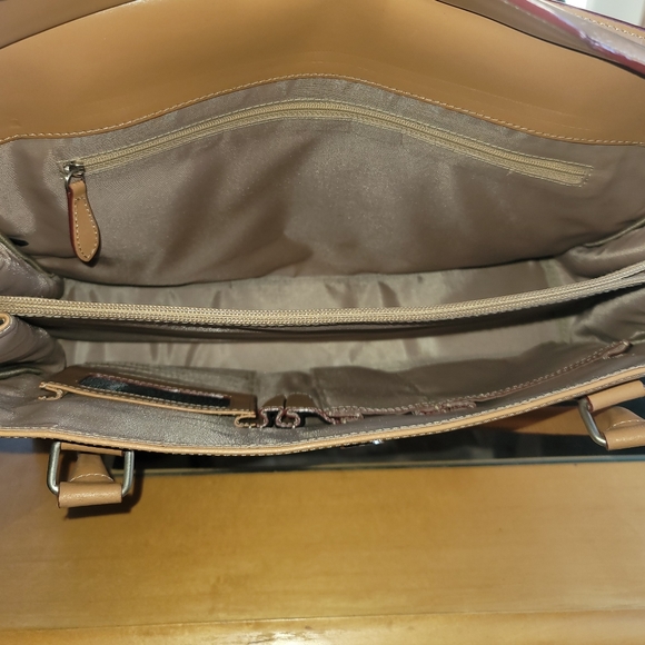 Lodis Audrey Leather Briefcase Shoulder bag Tan with red - Picture 14 of 16